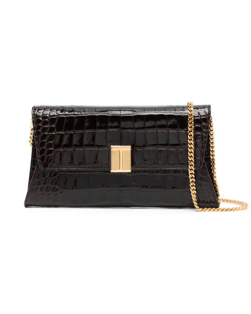 Tom Ford Nobile Clutch mit Kroko-Prägung Schwarz