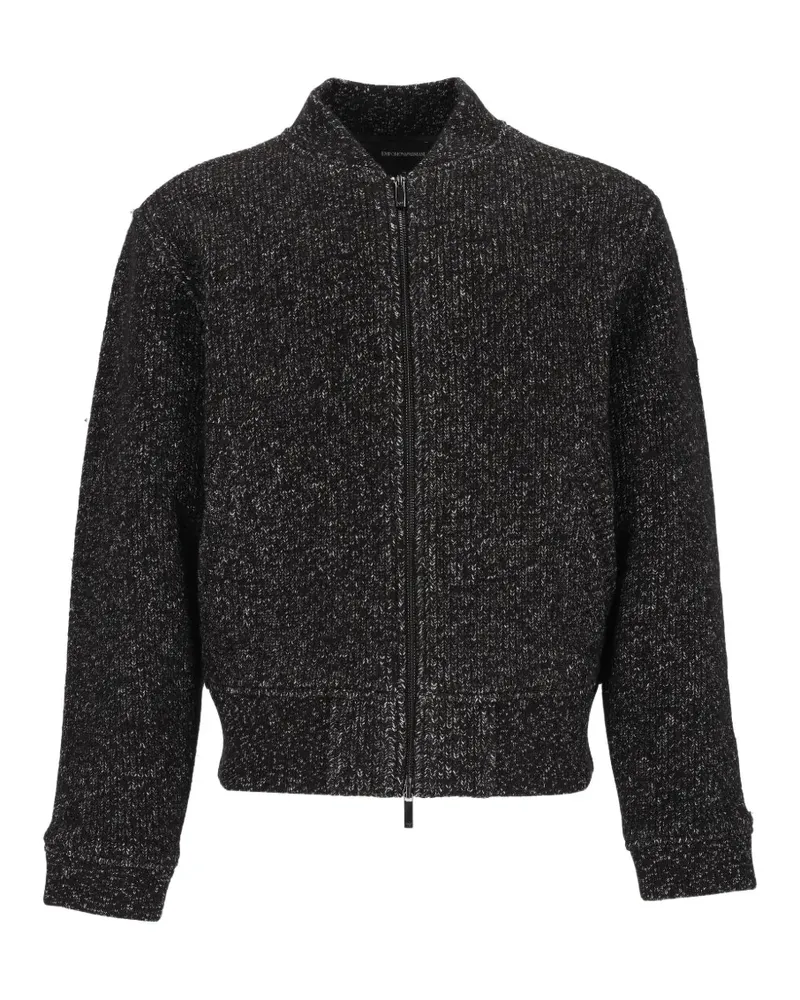 Emporio Armani Signature Capsule Jacke aus meliertem Strick - Schwarz Schwarz