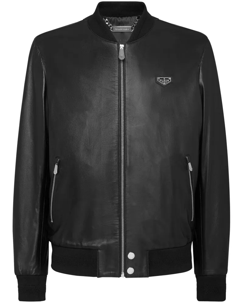 Philipp Plein Bomberjacke aus Leder - Schwarz Schwarz