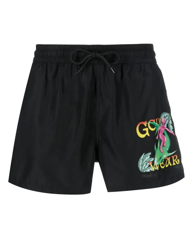 GCDS Badeshorts mit grafischem Print - Schwarz Schwarz