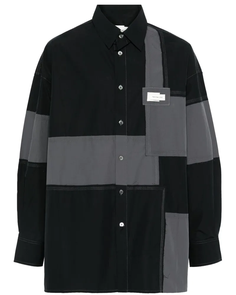 Feng Chen Wang Hemd im Patchwork-Design - Schwarz Schwarz