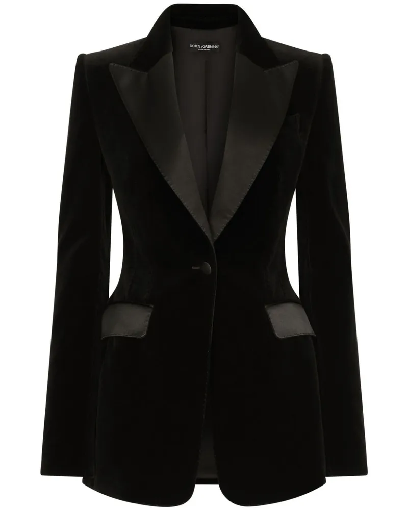Dolce & Gabbana Einreihiger Blazer aus Samt - Schwarz Schwarz