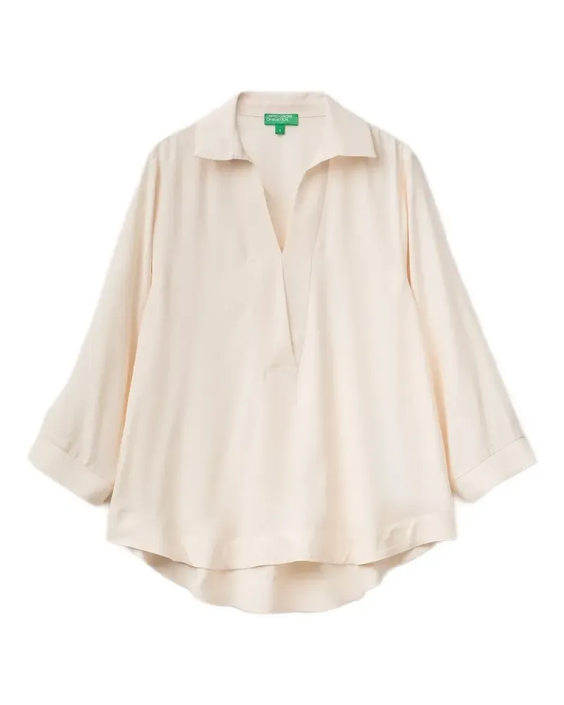Benetton Bluse mit V-Ausschnitt - Nude Nude