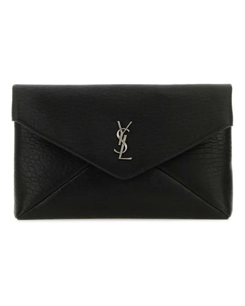 Saint Laurent Große Clutch mit Kuvertform - Schwarz Schwarz
