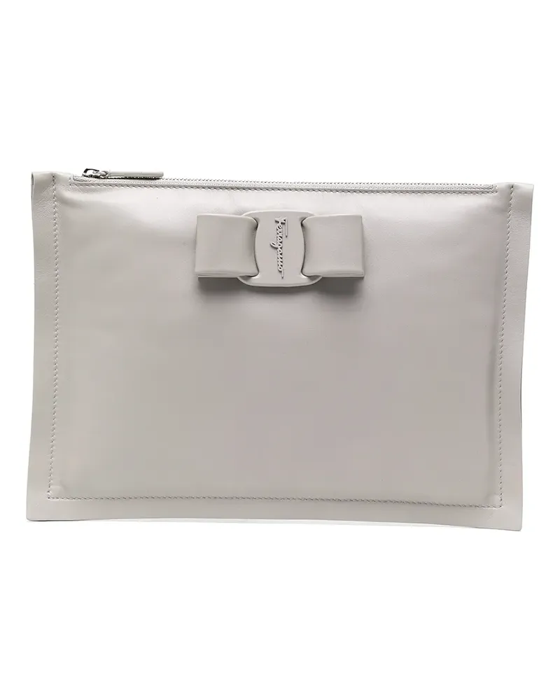 Ferragamo Clutch mit Logo-Schild - Grau Grau