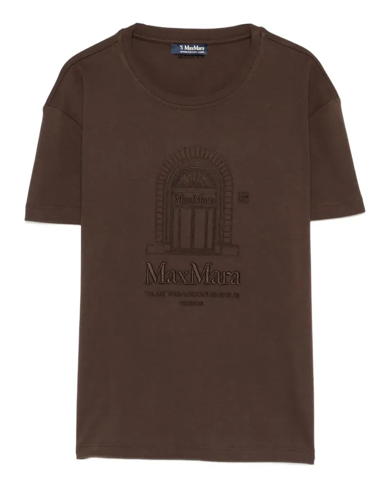 Max Mara Max Mara T-Shirt mit grafischer Stickerei - Braun Braun