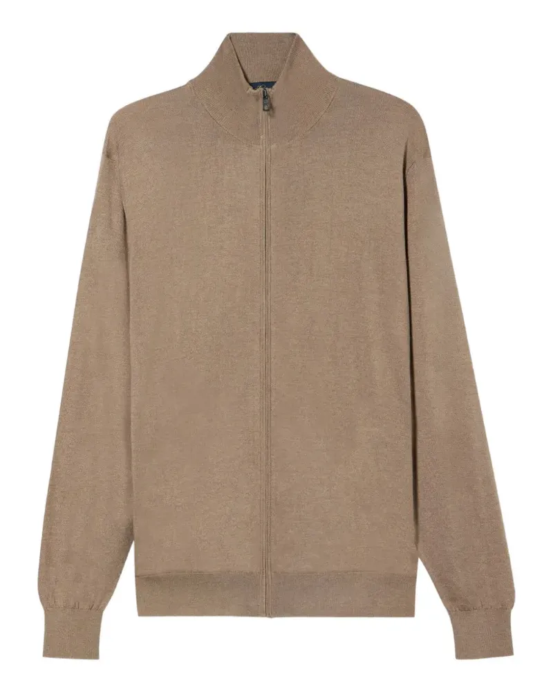 Brooks Brothers Stehkragen-Cardigan mit Reißverschluss - Nude Nude