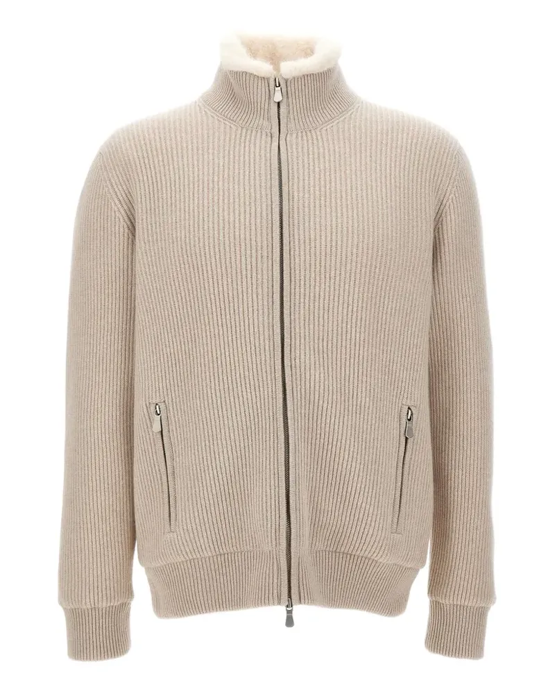 Gran Sasso ribbed-knit cashmere cardigan - Nude Nude