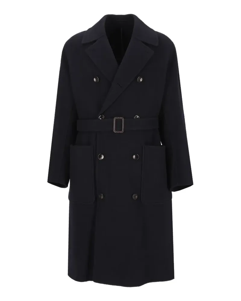 Emporio Armani double-breasted boiled wool coat hong kong capsule collection - Blau Blau