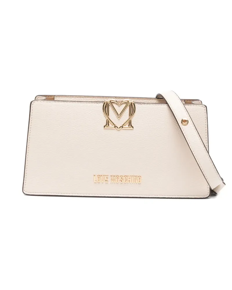Moschino logo-plaque shoulder bag - Nude Nude