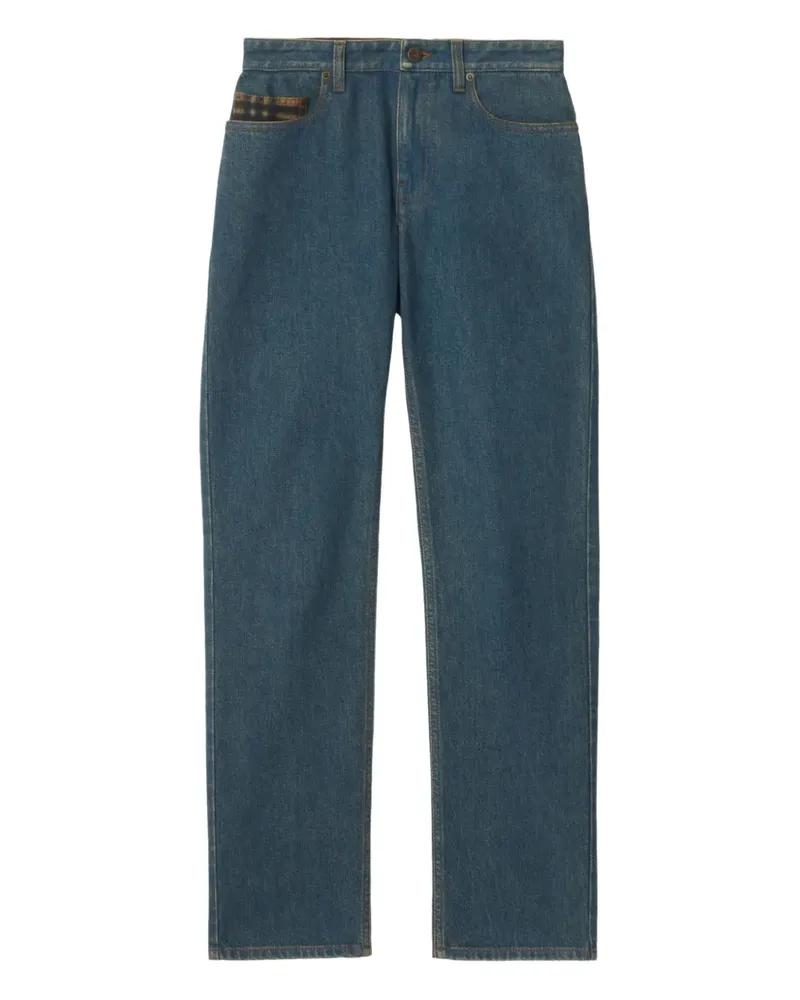 Burberry Straight-Leg-Jeans mit Logo-Patch - Blau Blau