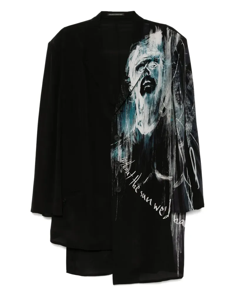 Yohji Yamamoto Gemustertes Sakko - Schwarz Schwarz