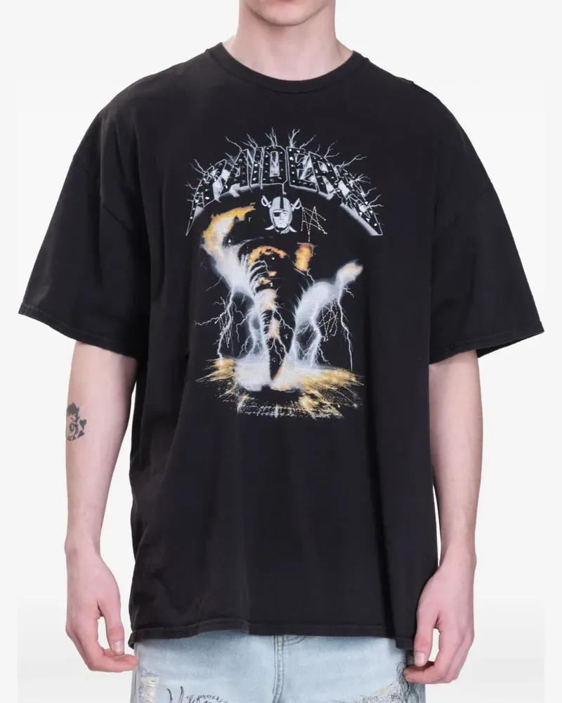 DOMREBEL Raiders T-Shirt mit grafischem Print - Schwarz Schwarz