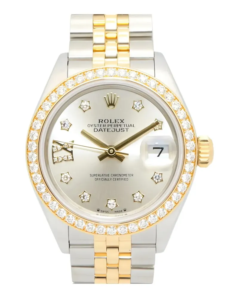 Rolex Diamond Bezel Silver Datejust Armbanduhr 28mm - Silber Silber