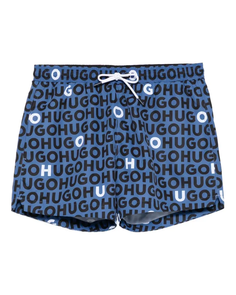 HUGO BOSS Badeshorts mit Logo-Print - Blau Blau