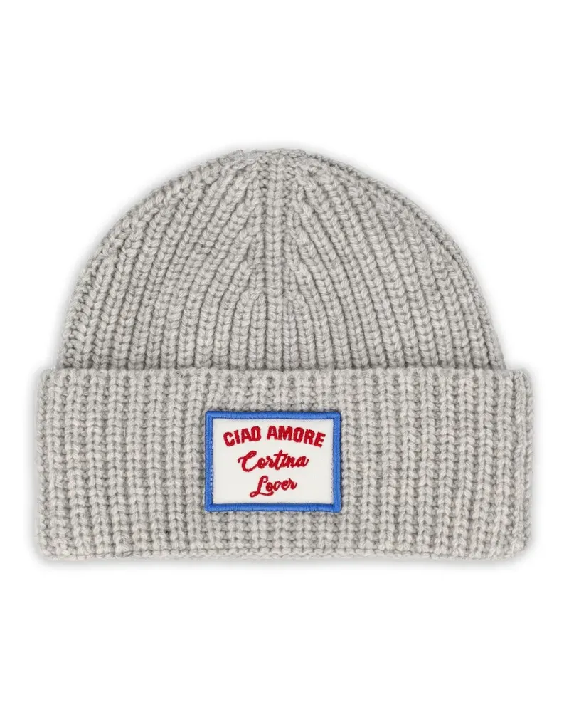 Giada Benincasa Gerippte Beanie mit Logo-Patch - Grau Grau