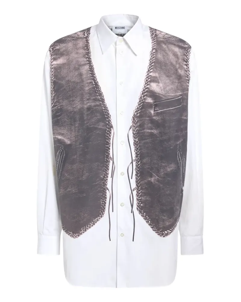 Moschino printed cotton poplin shirt - Weiß Weiß