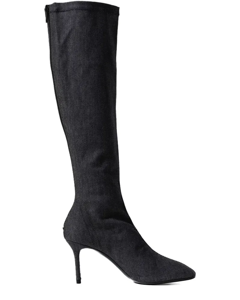 Courrèges Denim-Stiefel mit spitzer Kappe 75mm - Schwarz Schwarz