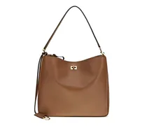 Mittelgroße Rodeo Schultertasche mit Drehverschluss - Braun