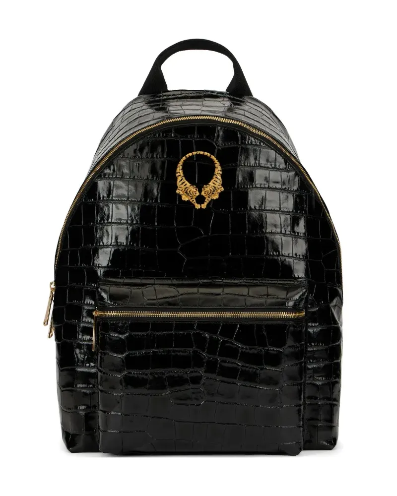 Roberto Cavalli crocodile-effect Tiger Tooth backpack - Schwarz Schwarz