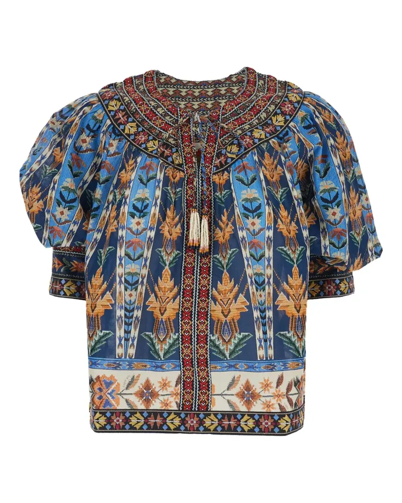 FARM Rio tassel printed top - Blau Blau
