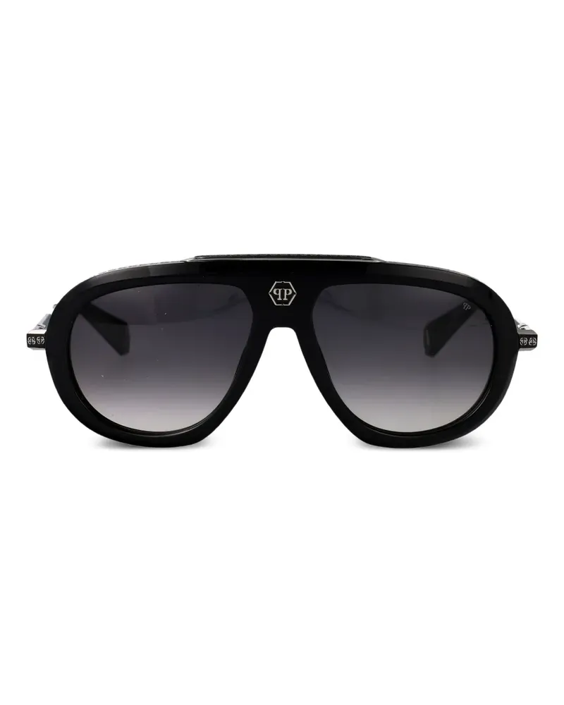Philipp Plein Sonnenbrille mit Shield-Gestell - Schwarz Schwarz
