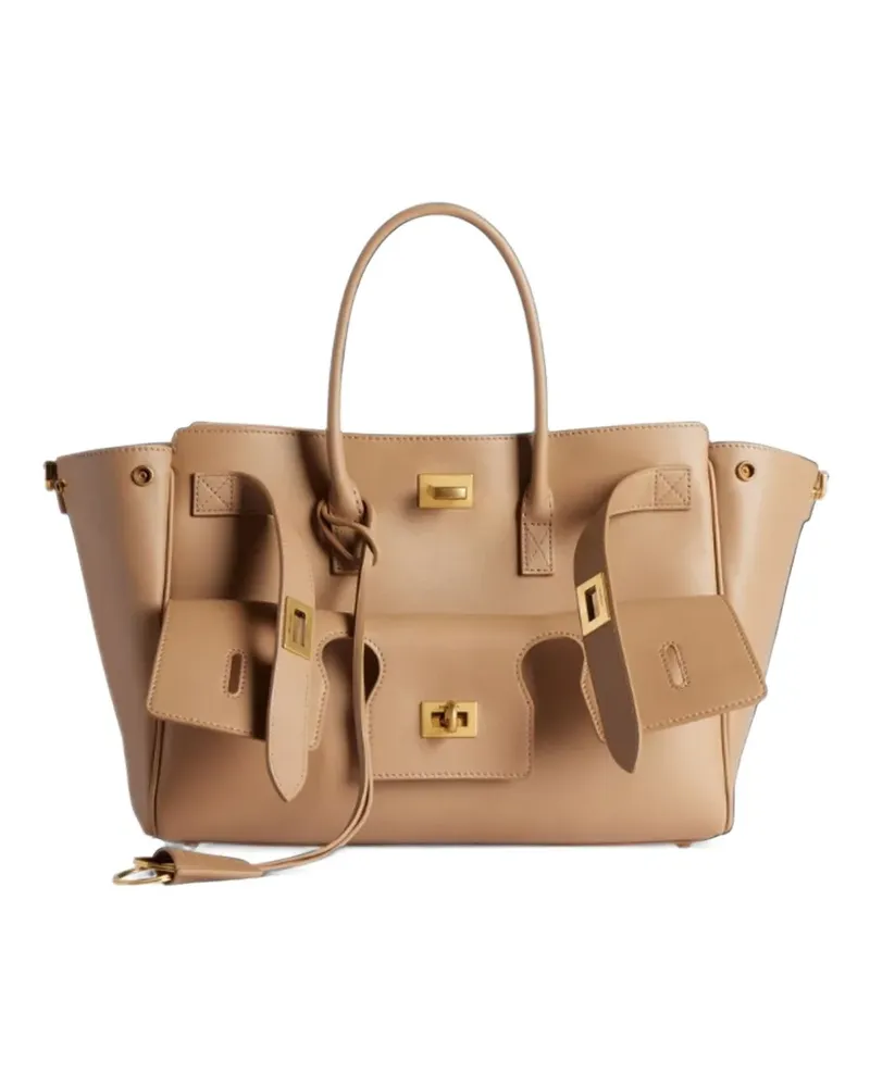 Balenciaga small Bel Air leather tote bag - Nude Nude