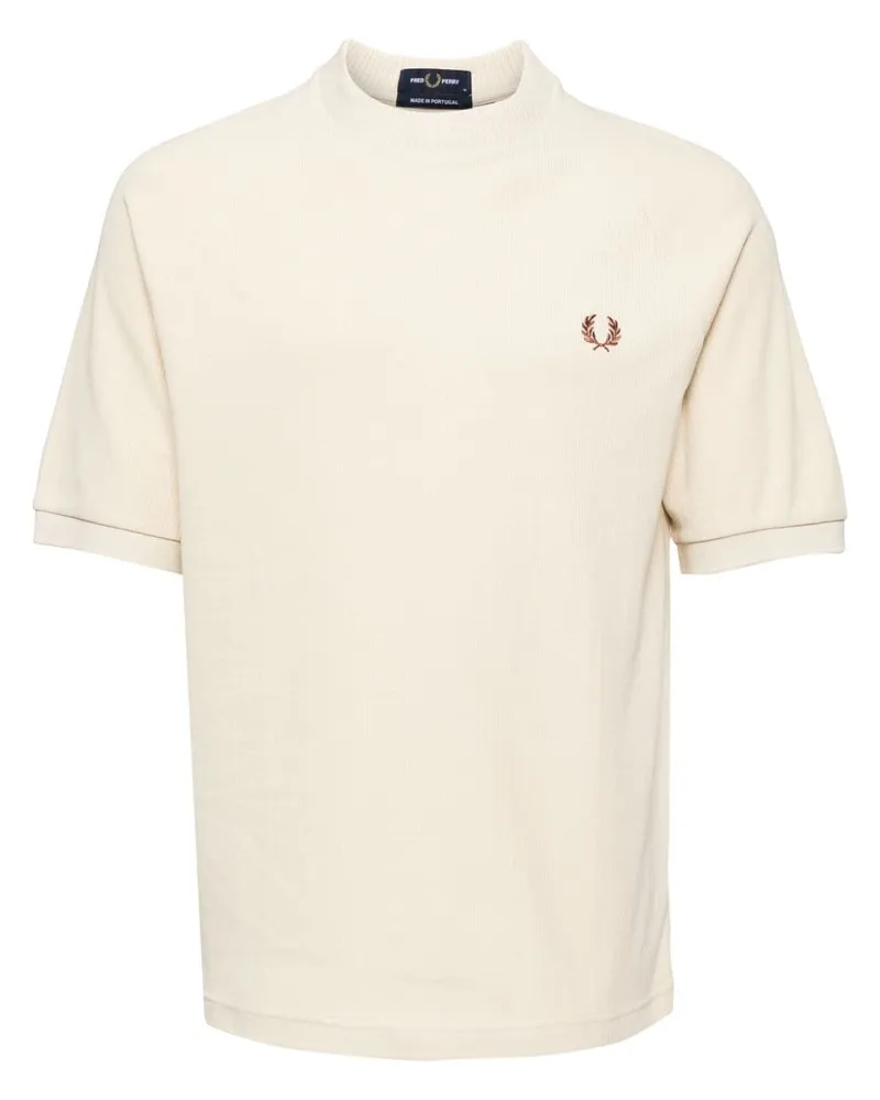 Fred Perry Geripptes T-Shirt aus Raglangemisch Nude