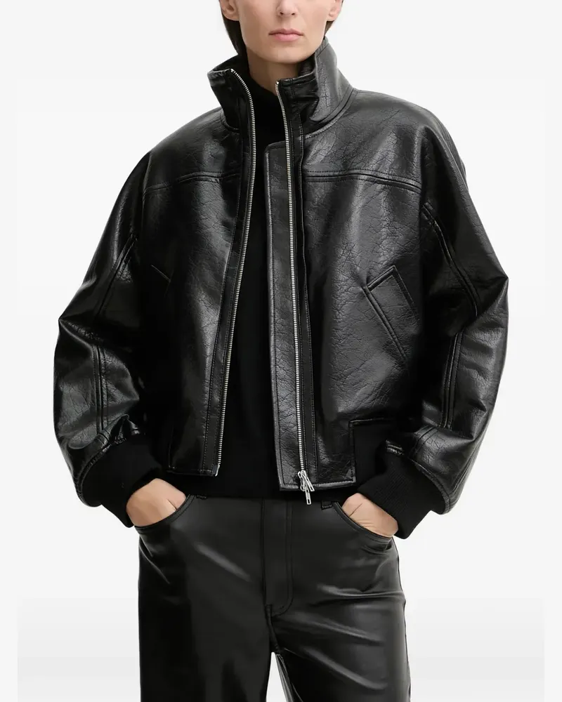 STAND zip funnel-neck jacket - Schwarz Schwarz