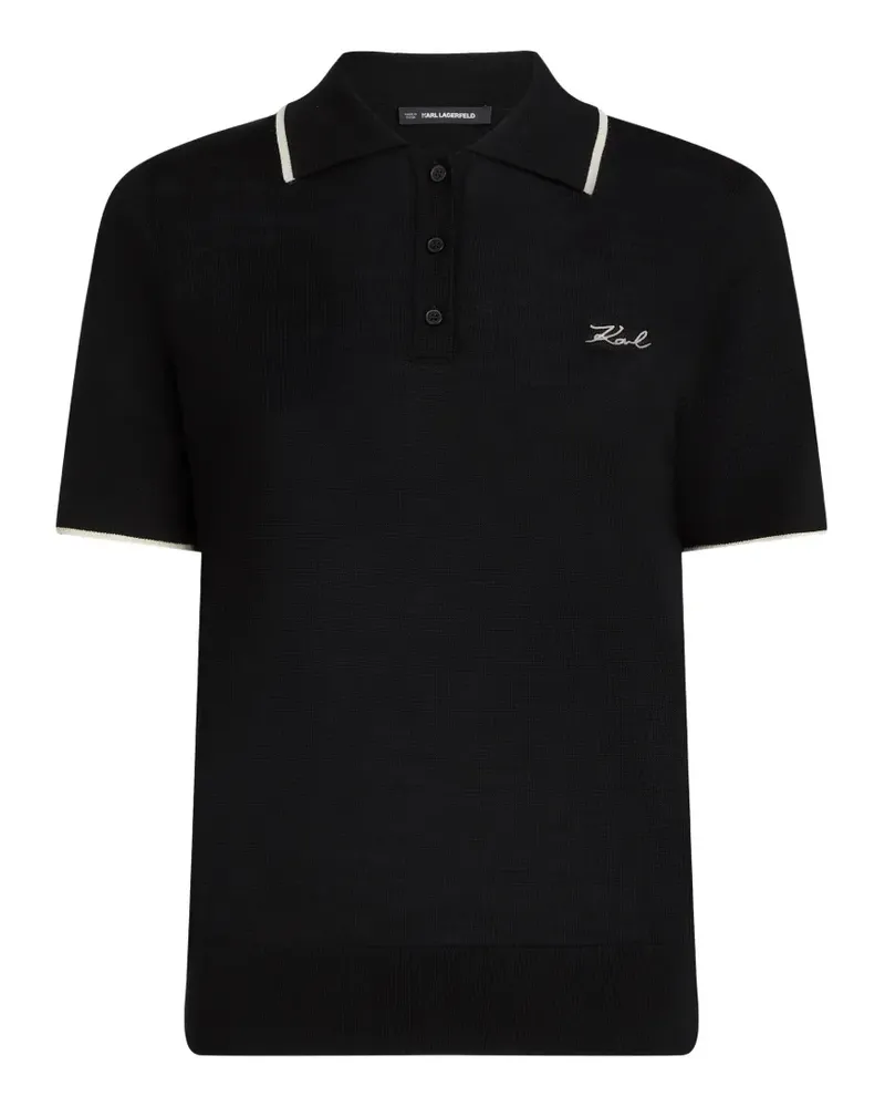 Karl Lagerfeld merino-wool polo shirt - Schwarz Schwarz