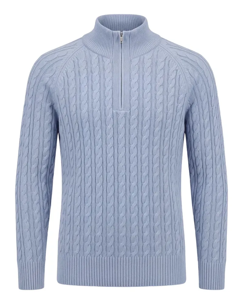 HUGO BOSS cable-knit quarter-zip sweater - Blau Blau