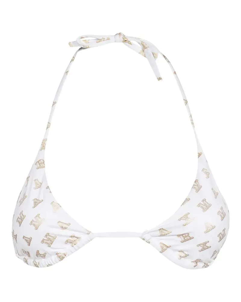 Max Mara Triangel-Bikini mit Logo-Print - Weiß Weiß
