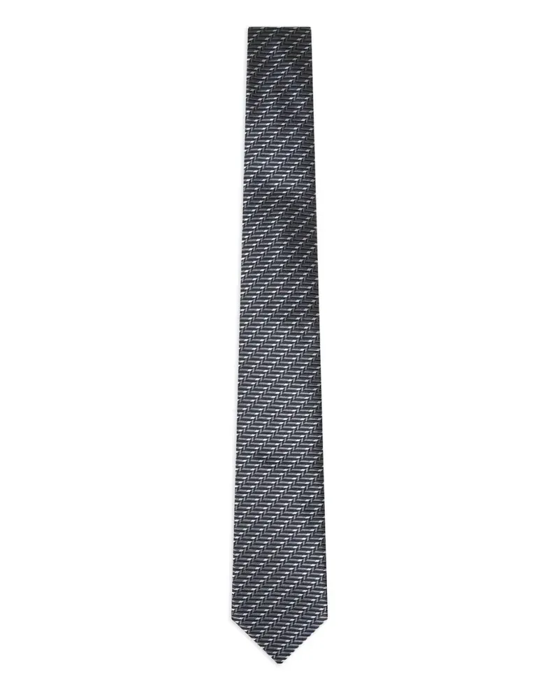 Giorgio Armani Seidenkrawatte mit Zickzack-Print - Grau Grau