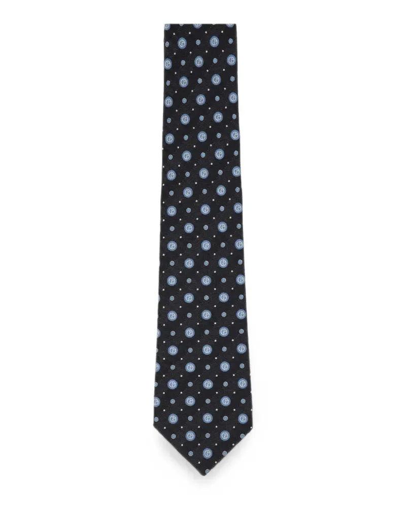 Giorgio Armani logo-print polka-dot tie - Schwarz Schwarz