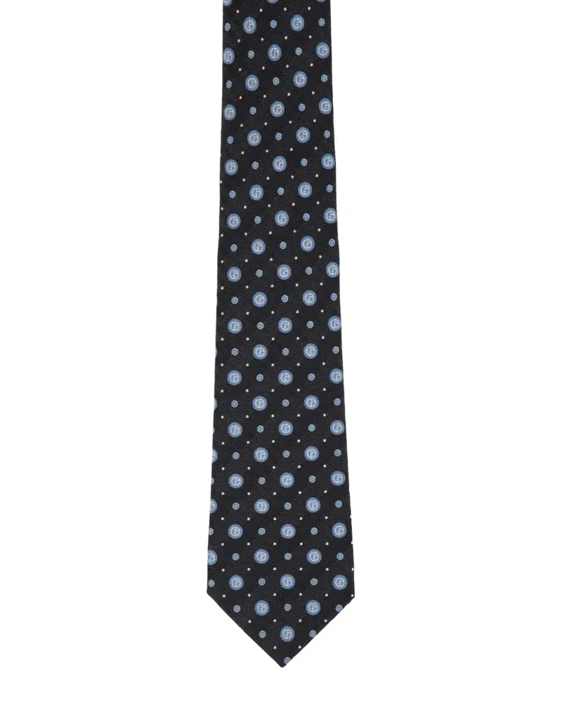 Giorgio Armani Gepunktete Krawatte mit Logo-Print - Schwarz Schwarz