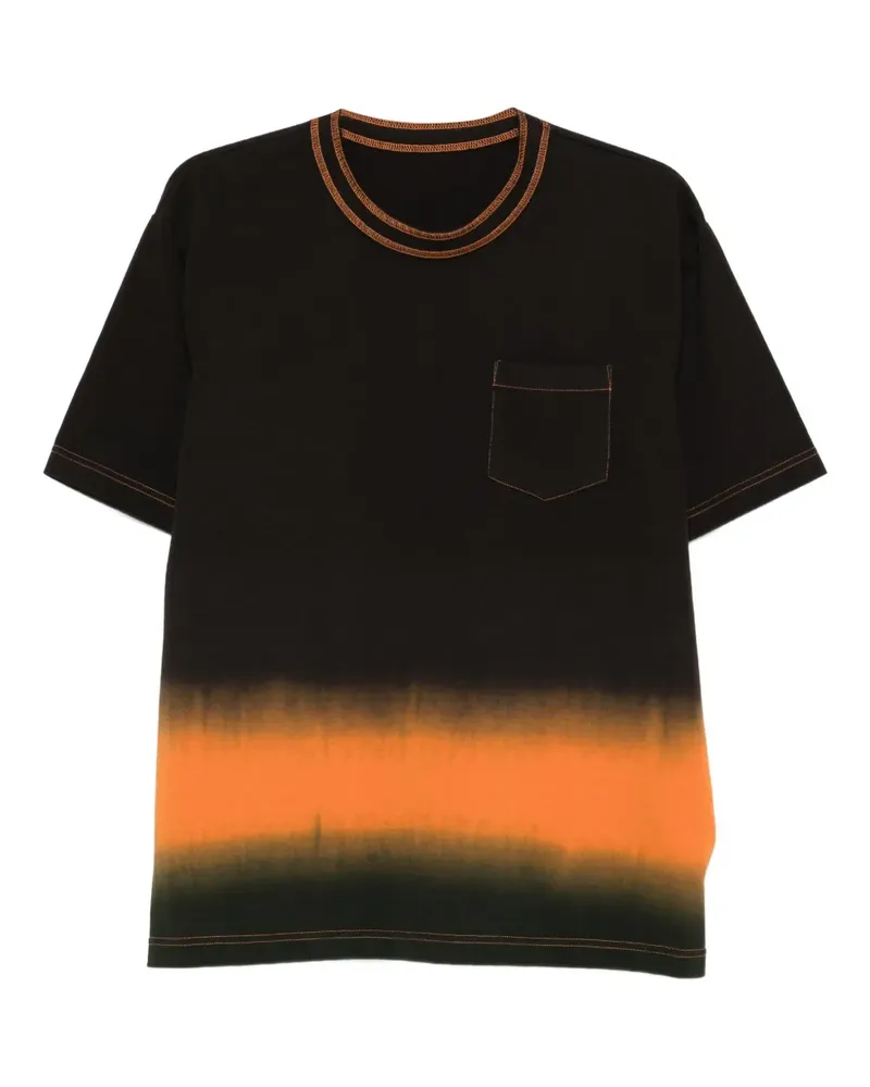 Sacai T-Shirt mit Ombré-Tasche - Braun Braun