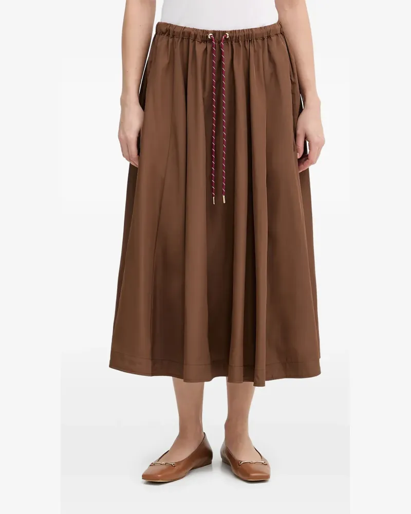 Oui  drawstring flared midi skirt - Braun Braun