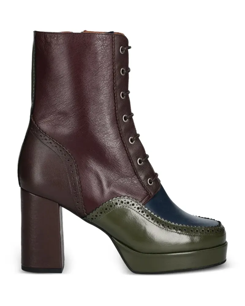 Fly London Schnürstiefel mit Budapestermuster - Braun Braun