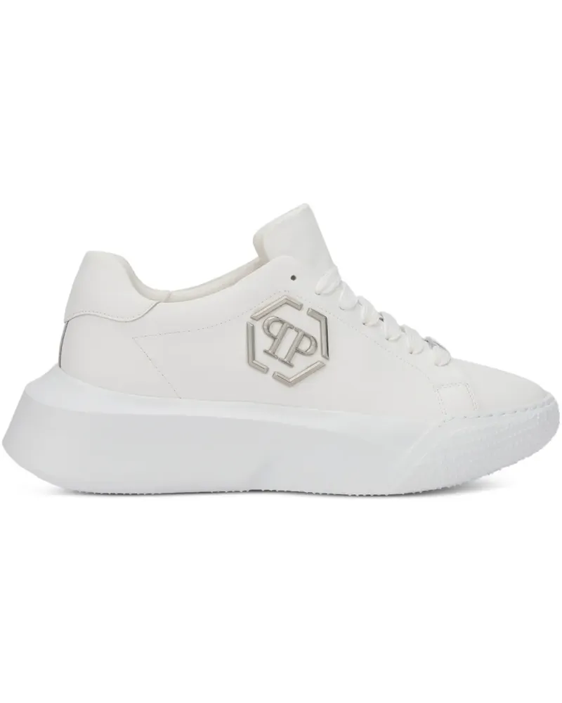 Philipp Plein Godzilla Lauf-Sneakers mit Logo-Schild - Weiß Weiß