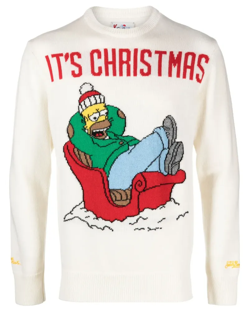 MC2 Saint Barth Homer Relax 10 Intarsien-Pullover - Weiß Weiß