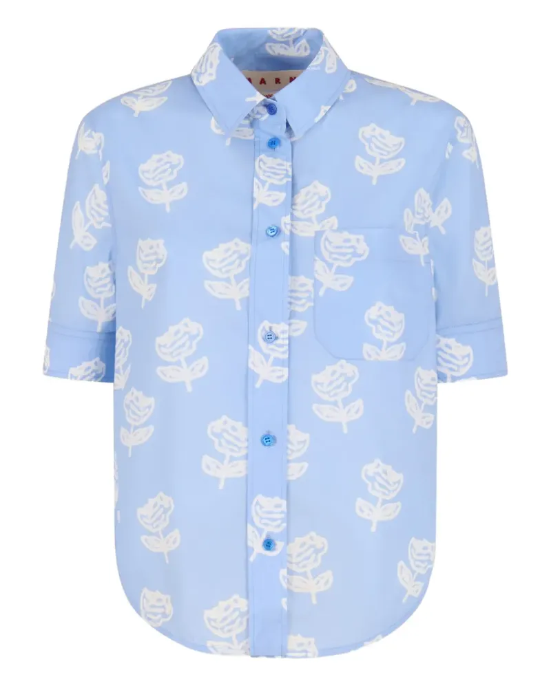 Marni Hemd mit Sprayed Roses-Print - Blau Blau