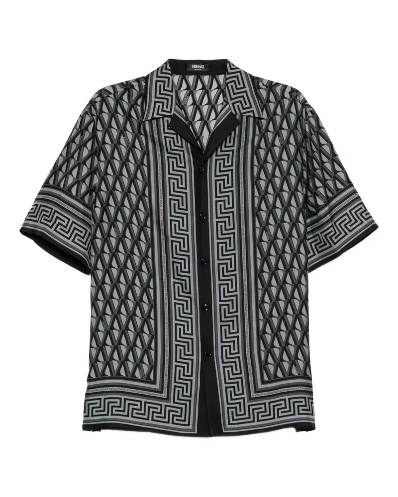 Versace Hemd mit V-Greca-Print - Grau Grau