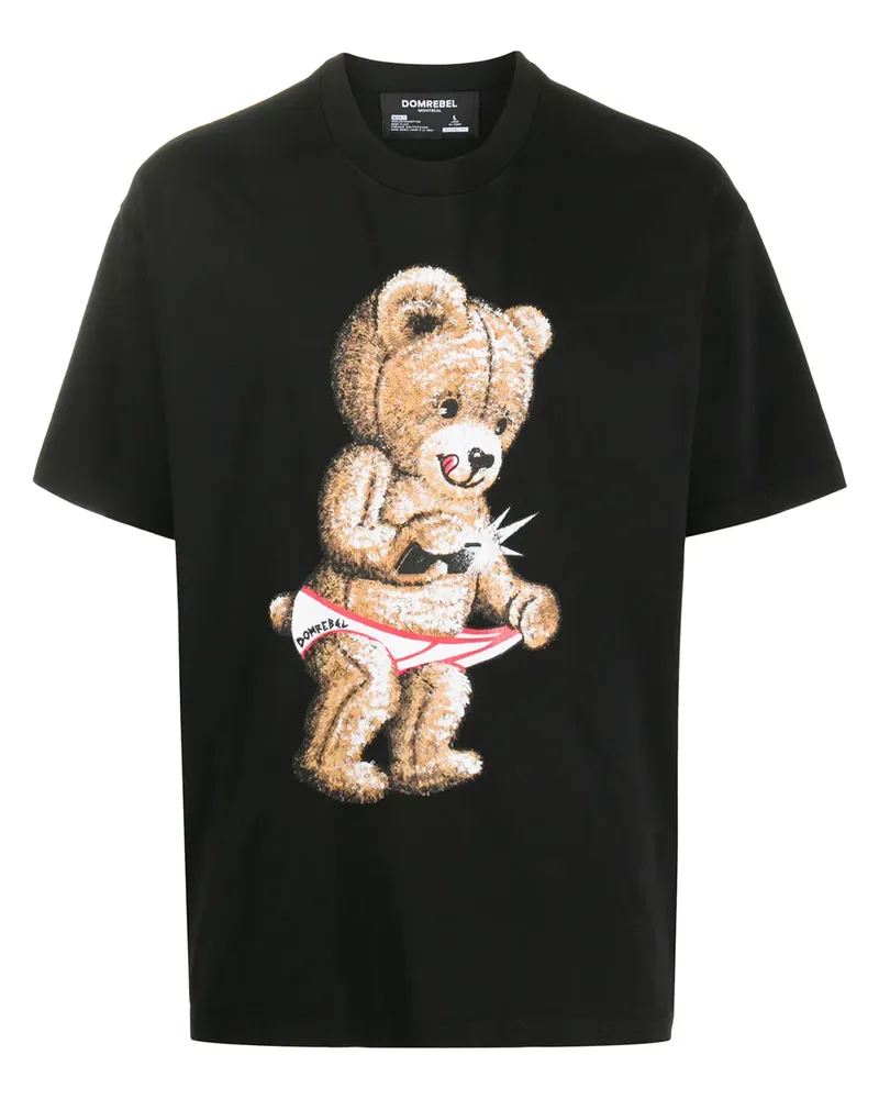 DOMREBEL T-Shirt mit Teddy-Print - Schwarz Schwarz