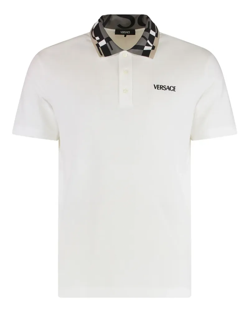 Versace Poloshirt mit gemustertem Kragen - Weiß Weiß