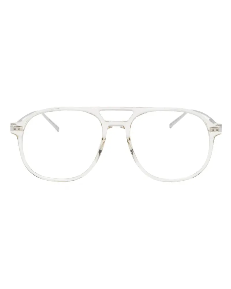 Saint Laurent Pilotenbrille mit Logo-Prägung - Silber Silber