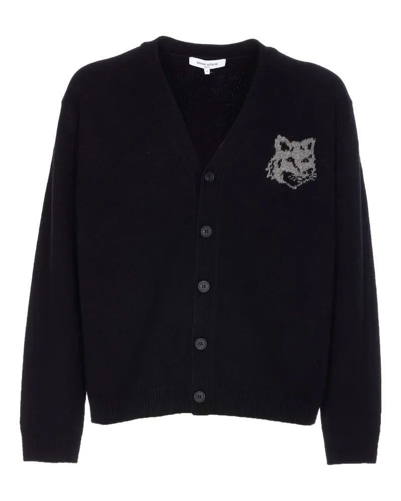 Kitsuné Cardigan mit Fuchskopf - Schwarz Schwarz