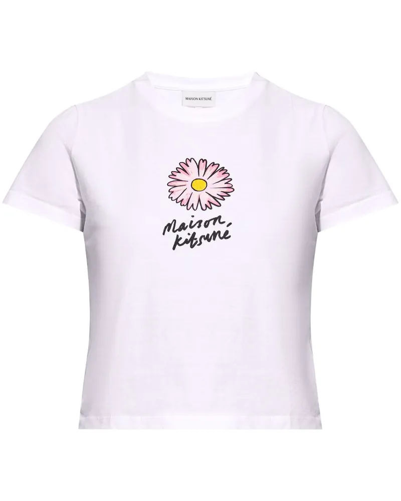 Kitsuné T-Shirt mit Floating Flower-Print White