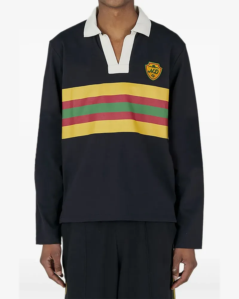 Nicholas Daley Gestreiftes Poloshirt mit Logo-Patch - Schwarz Schwarz