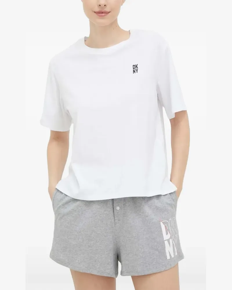 DKNY Pyjama mit Logo-Print - Weiß Weiß