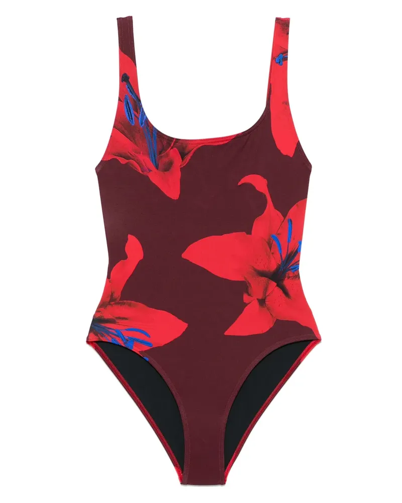 Alexander McQueen Fire Lily Badeanzug - Rot Rot